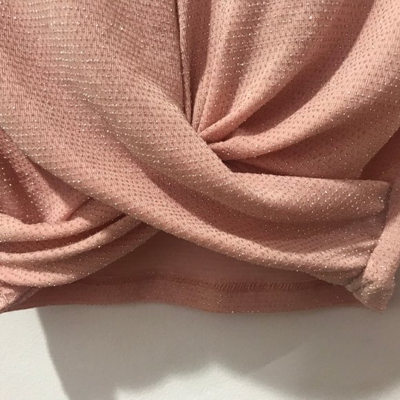 Pink Sparkly Long Sleeve Crop Top - Picture 3 of 5